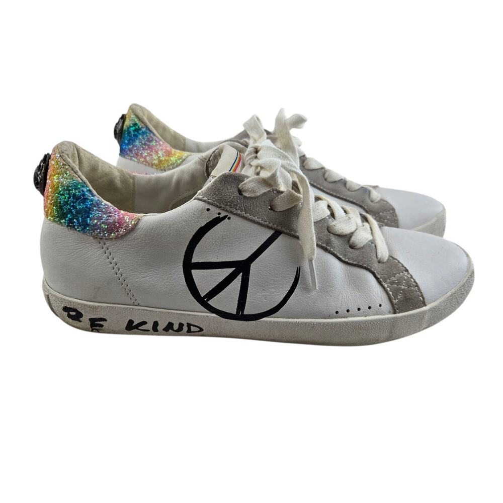 Kurt Geiger Lexi Sneakers Womens 7.5 (38) White Leather Low Top Embellished